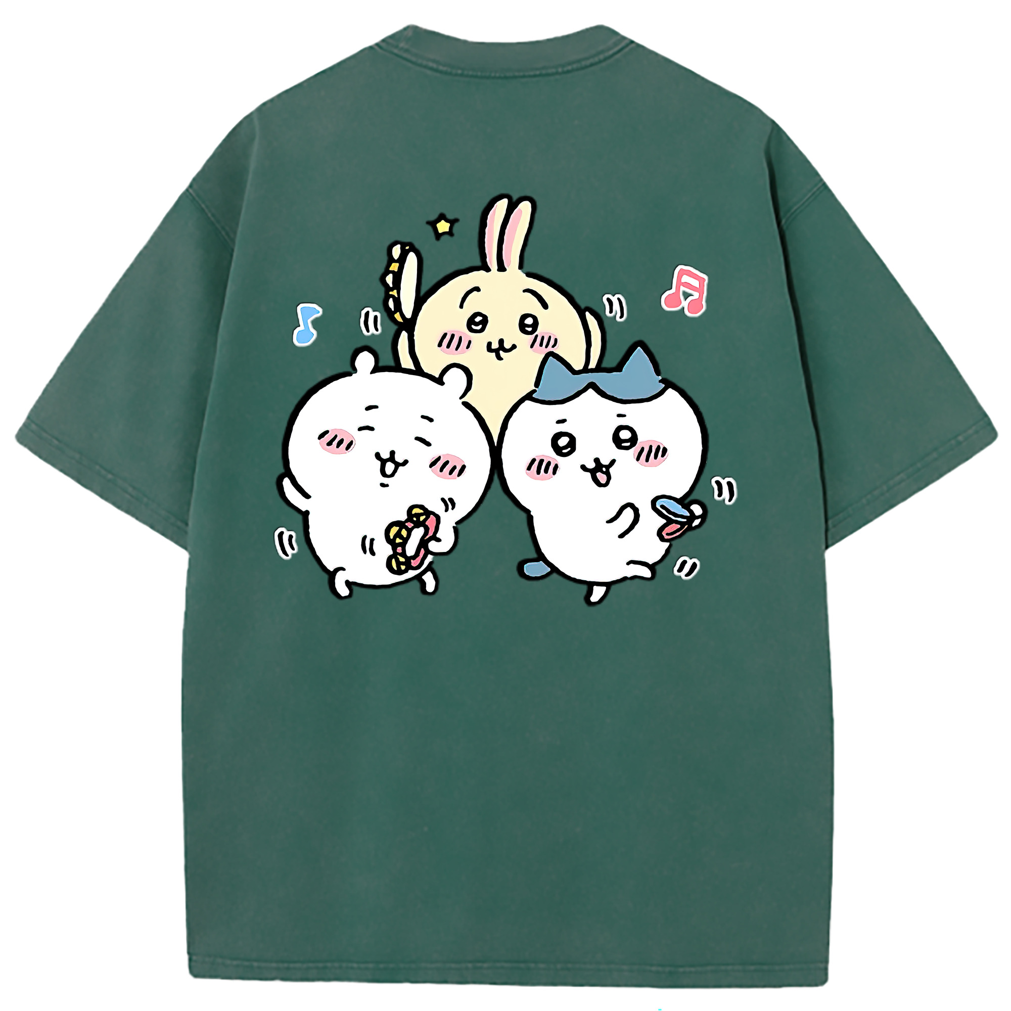 （画像用） ちいかわ ハチワレ Chii-kawa hachiware 綿100% ヴィンテージ風 半袖Tシャツ（背面プリント）